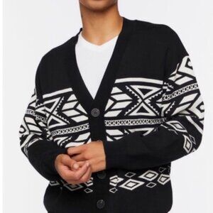 Forever 21 Men's Black Pattern Cardigan